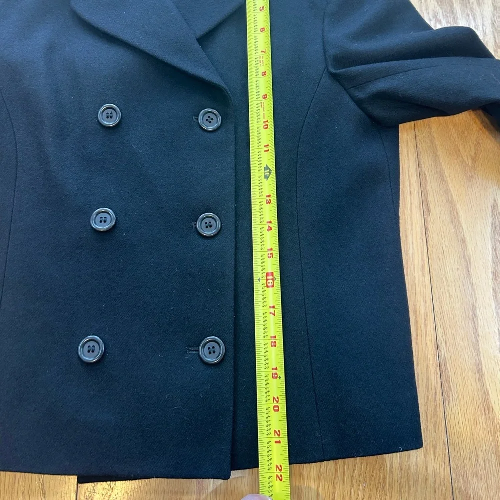 J. Crew Black Wool Double Breasted Peacoat Jacket Lined Size 4 READ Office - Picture 9 of 10
